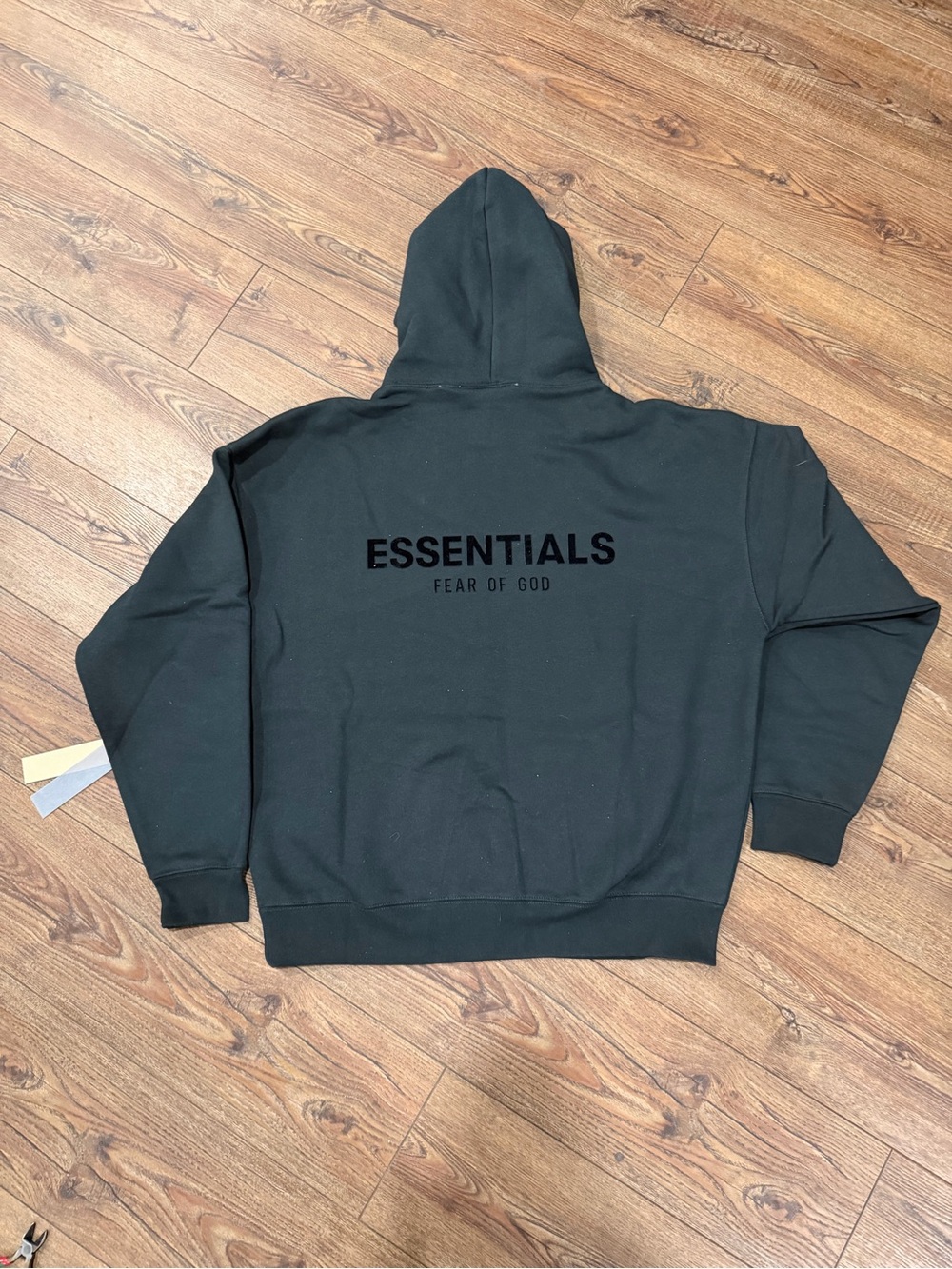 ESSENTIALS Charcoal Hooded Pullover with Subtle Branding